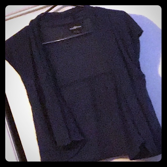 It's Our Time Tops - Size LG women’s navy sheer open cardigan